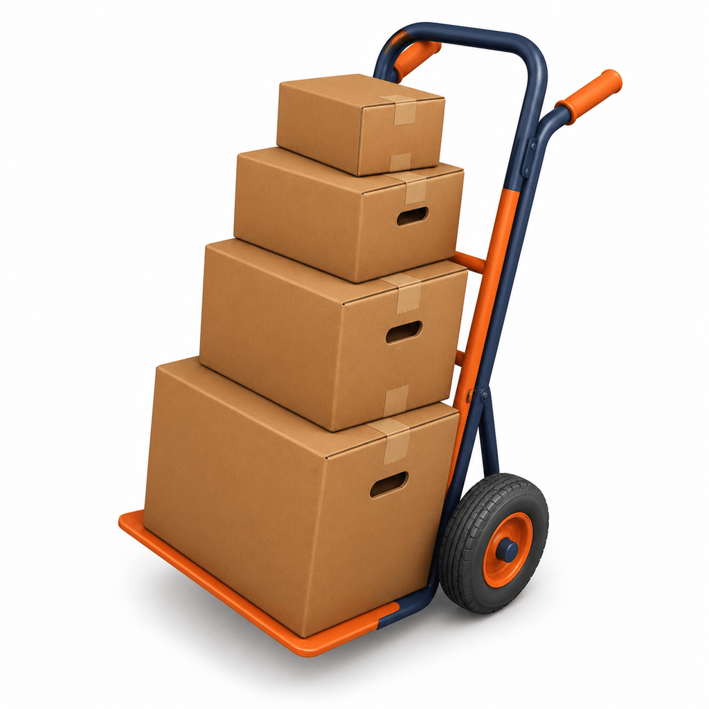 Stěhování v Praze — krabice na sklápěči